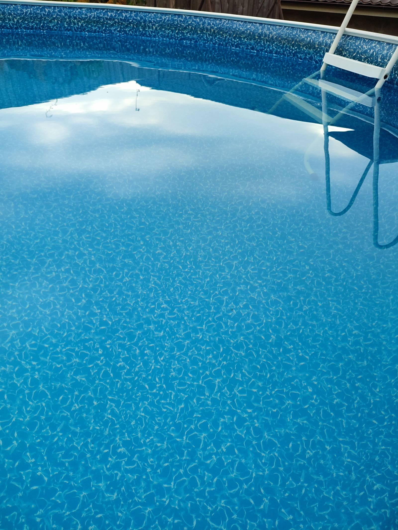 Piscina con lámina armada en buen estado, agua cristalina